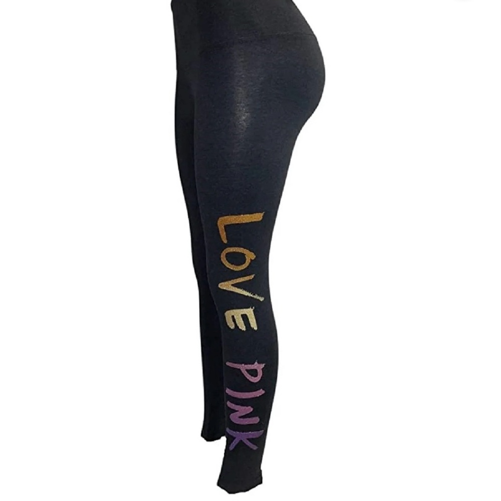 Victoria's Secret Pink High-Waist Leggings Ombre Glitter Logo Cotton US M